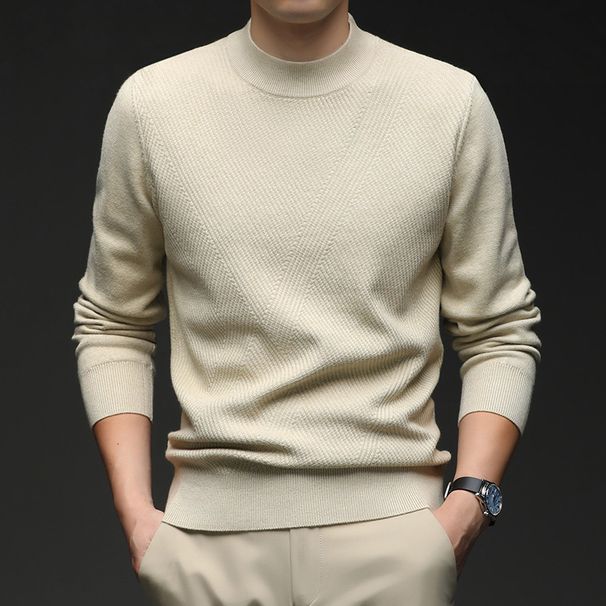 Men's Premium Jacquard Knit Sweater - Soft Breathable Pullover With Relaxed Fit For Winter & Fall_viptrois.com