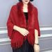 Fur collar cape cape large size knitted cardigan loose coat cape sweater_viptrois.com