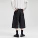 LKTM Men's Minimalist Wide Leg Cropped Jeans Loose Fit Raw Denim Unisex Cleanfit Shorts_viptrois.com