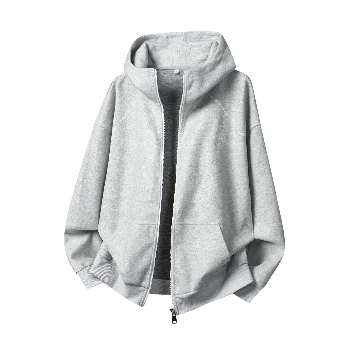 Men's Streetwear Hooded Zip-Up Sweatshirt With Letter Embroidery, Heavyweight Pullover For Fall, Oversized Casual Jacket_viptrois.com