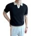 Men's Casual Polo Shirt Slim Fit Breathable Knit Short Sleeve T-Shirt Wrinkle-Free Business Casual Summer Top_viptrois.com
