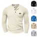 2025 Men's Casual American Style Spring And Autumn Waffle Thin Quick-Dry Button-Up Henley Long Sleeve Shirt_viptrois.com