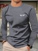 Men's Long Sleeved Round Neck Black T-shirt Top Loose 100 Cotton_viptrois.com