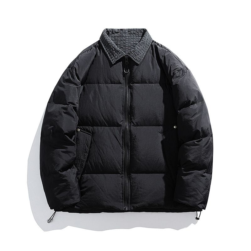 Men's Clothing Men's Wear | Faux Two Piece Plaid Lapel Down Jacket For Men, Winter Short Color Block Warm Couple Trendy Outerwear_viptrois.com