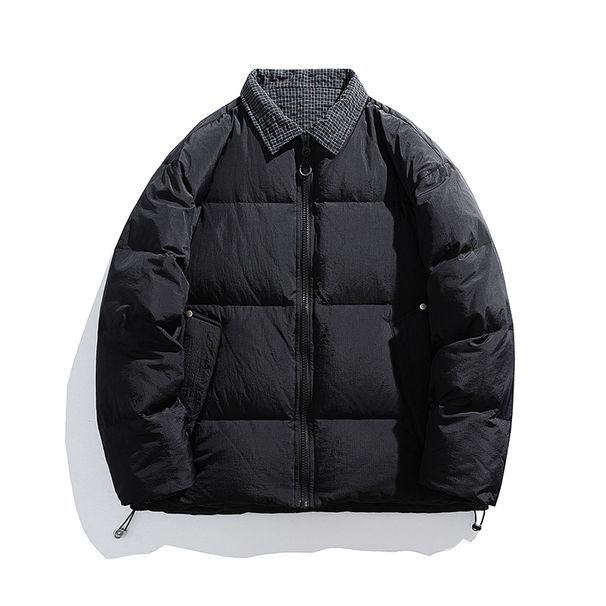 Men's Clothing Men's Wear | Faux Two Piece Plaid Lapel Down Jacket For Men, Winter Short Color Block Warm Couple Trendy Outerwear_viptrois.com