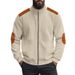Men's Heavyweight Cotton Fleece Jacket Autumn Winter Solid Color Patchwork Long Sleeve Zipper Cardigan European Style Outerwear_viptrois.com