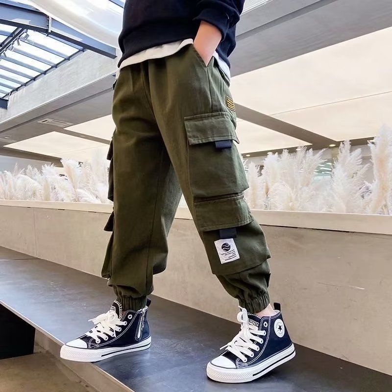 Mother&Kids Boys' overalls Summer Kids wear Big Kids Kids Boys casual pants pants thin_viptrois.com