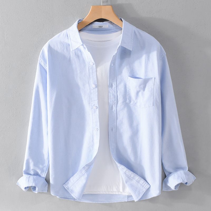 Men’s Clothing Autumn Men's Warm Long Sleeved Shirt Men's Velvet Casual Loose Thickened Men's Shirt Oxford Textile Student Top_viptrois.com