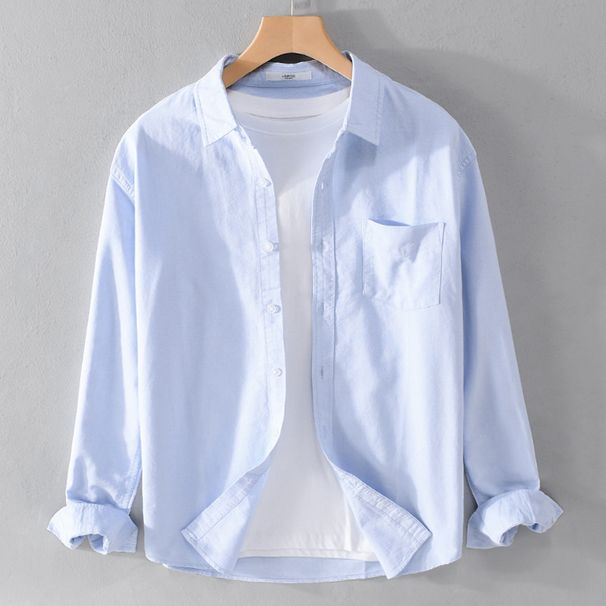 Men’s Clothing Autumn Men's Warm Long Sleeved Shirt Men's Velvet Casual Loose Thickened Men's Shirt Oxford Textile Student Top_viptrois.com