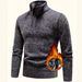 Men's Fleece-Lined Half-Zip Sweater – Warm Stand Collar Knitwear For Autumn & Winter (Dark Gray/Light Gray/Brown/Burgundy, M-3XL)_viptrois.com