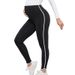 Family matching New black color matching high waist maternity trousers hip lift elastic belly support yoga nine-point leggings maternity wear_viptrois.com