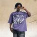 American Style Washed Vintage Printed Cotton Short Sleeve T-Shirt Unisex Street Loose Trendy Brand Couple_viptrois.com
