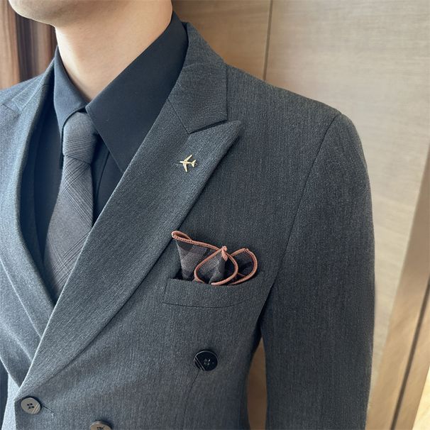 Men's Clothing Men's Suits Business Suits High End Black Double Breasted Wedding Suits Men's Autumn And Winter New Styles_viptrois.com