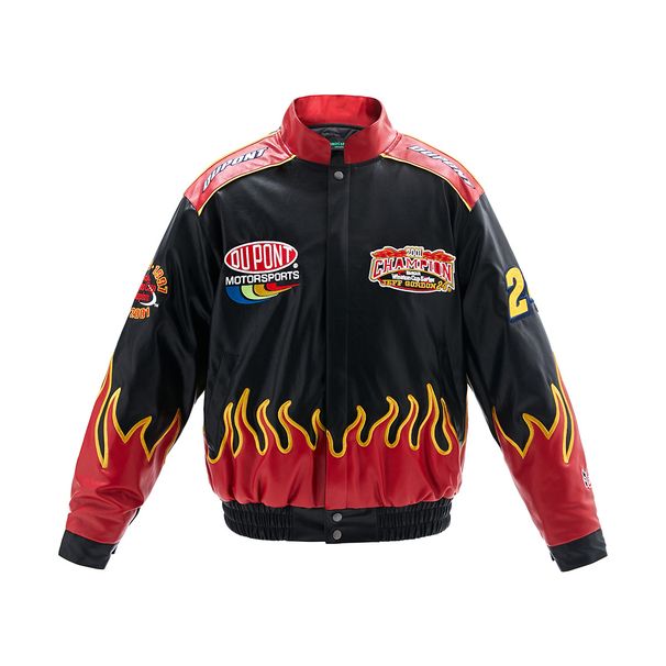 Men's Clothing high street fashion vintage retro letter LOGO racing embroidery unisex motorcycle jacket_viptrois.com