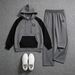 Retro Bear Print Hoodie Set – Color-Block Men’s Streetwear With Playful Animal Motif_viptrois.com