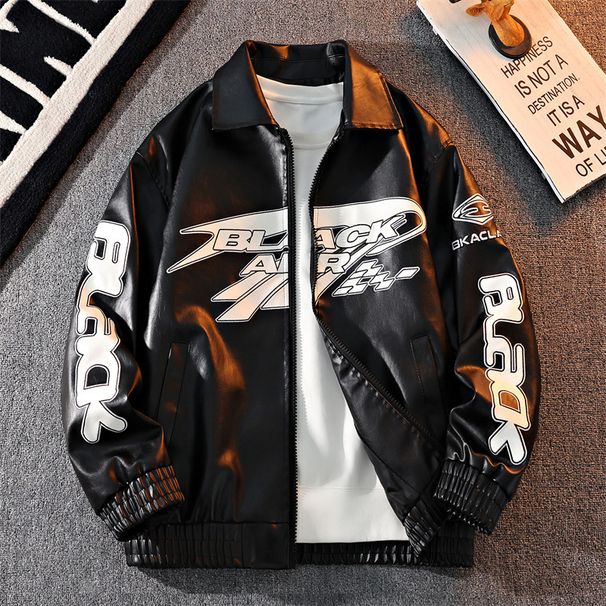 Men's Clothing American Embroidered Stand Up Collar Jacket Men's And Women's Trendy Leather Jacket Men's Wide_viptrois.com