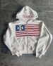 Men's American Style Graphic Letter Print Hooded Cardigan Sweatshirt with Pockets Loose Hip Hop Style Trendy Casual Sweatshirt_viptrois.com