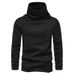 Men's Heavyweight Knit Sweater - Stacked Neck Pullover For Autumn Winter, Breathable Polyester Cotton Blend_viptrois.com