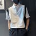 Men's Clothing Shirt Collar Polo Shirt Men's Niche Design Summer Short Sleeved Trendy Brand Handsome Lapel Splicing T Shirt Three Quarter Sleeves_viptrois.com