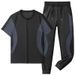 Men's Clohting Fashionable Elastic Thin Sportswear Men's Suit Cool One Set Men's Versatile Classic Summer Nine-point Trousers_viptrois.com