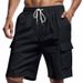 Men's Clothing American Style Multi Pocket Overalls For Men Outdoor Sports Leisure Loose Solid Color Linen Overalls Shorts_viptrois.com