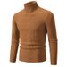 Men's High Neck Turn-Up Collar Sweater - Solid Color Casual Pullover For Autumn & Winter - Soft Warm Knitwear In Multiple Sizes & Colors_viptrois.com