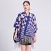 Shawl cape Lady's plaid cardigan with fringe plaid cape woolen coat_viptrois.com