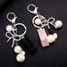 Version Pearl Ribbon Heart Keychain Bag Pendant Diamond Bow Creative Gift_viptrois.com