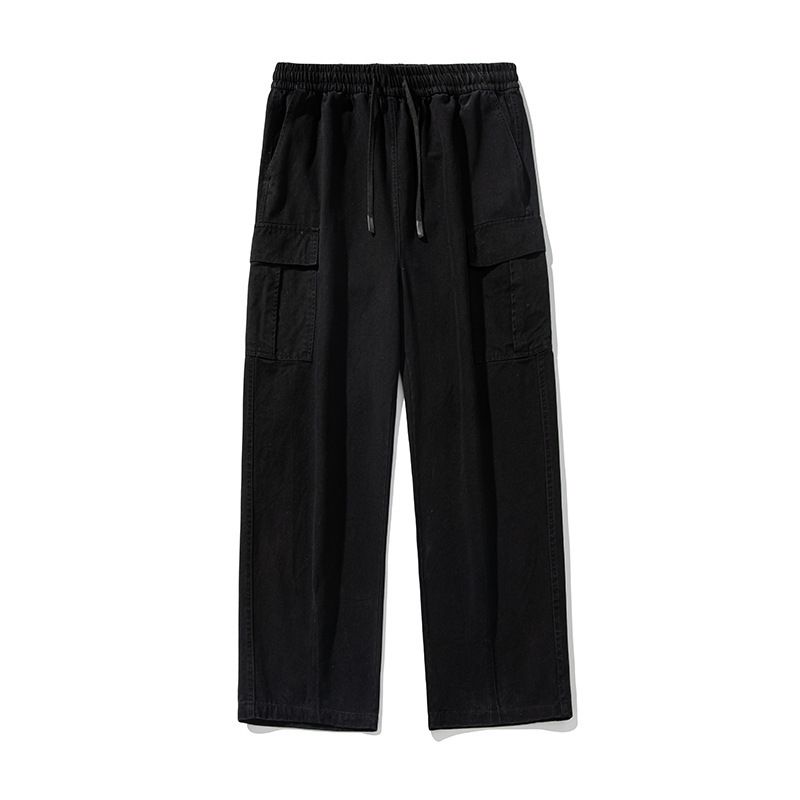 Men's Clothing Pockets Washed And Distressed Casual Pants Spring And Summer Style Straight Loose Textured Twill Pure Cotton Workwear Trousers Q_viptrois.com