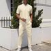 Men's Clothing Men's Clothing Summer New Style Ready Stock Casual Stand Collar Short Sleeve Long Pants Two Piece Set_viptrois.com