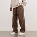 Men's Embroidered Casual Pants – Loose Fit Straight Leg Trousers With Drawstring Waist (Navy/Charcoal) | Retro Streetwear & Athleisure Style_viptrois.com