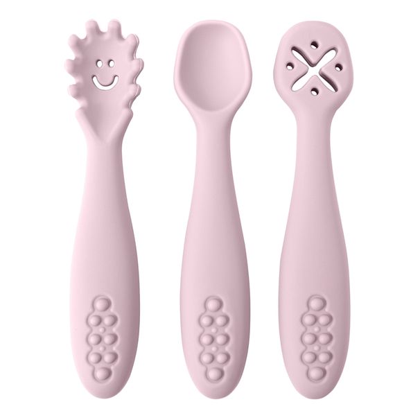 3PCS Silicone Spoon Fork For Baby Utensils Set Feeding Food Toddler Learn To Eat Training Soft Fork Cutlery Children's Tableware_viptrois.com