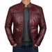 Men's Clothing Leather Jacket Men's Youth Stand Collar Punk Men's Motorcycle Leather Jacket_viptrois.com
