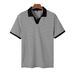 Men’s Slim-Fit V-Neck Polo Shirt – Breathable Stripe Short-Sleeve Top For Casual & Business (S-XXL, Black)_viptrois.com