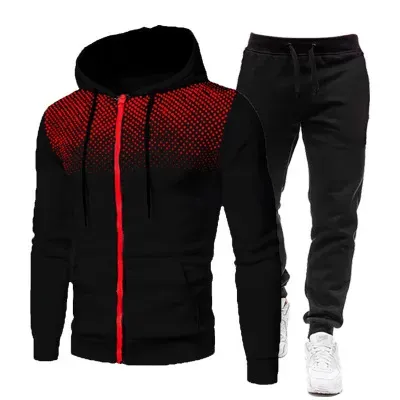 2021 Autumn And Winter Long Sleeved Trousers Autumn And Winter Trendy Jacket Casual Fashion Hooded Men's Suit_viptrois.com