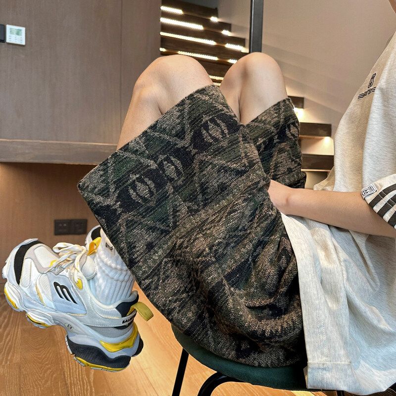 Men's Retro Plaid Shorts Trendy Brand Sports Five Point Casual Loose Riding Breeches National Trend Style New Summer_viptrois.com
