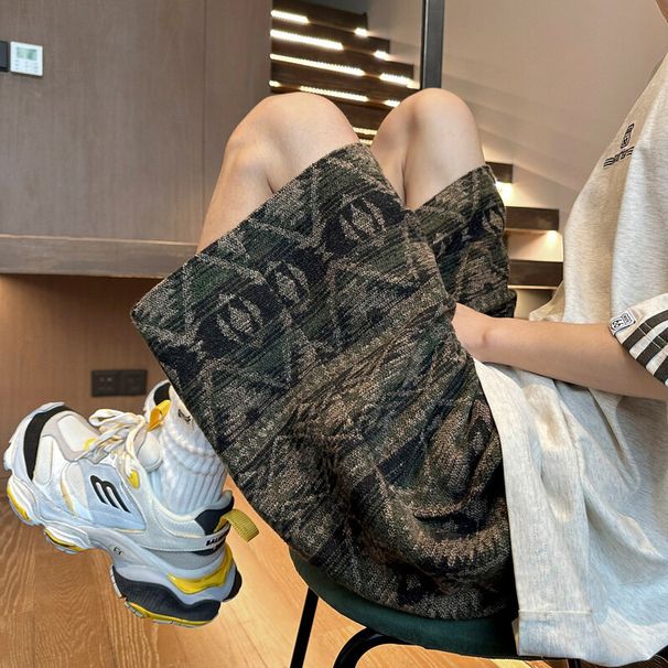 Men's Retro Plaid Shorts Trendy Brand Sports Five Point Casual Loose Riding Breeches National Trend Style New Summer_viptrois.com