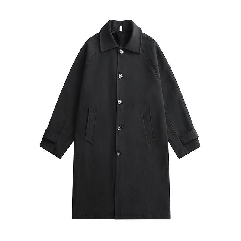 Men's Long Coat Autumn Winter Fashionable Loose Casual Stylish Jacket With Multiple Pockets, Slim Fit, Polyester Blend, Black/Brown/Grey/Khaki_viptrois.com