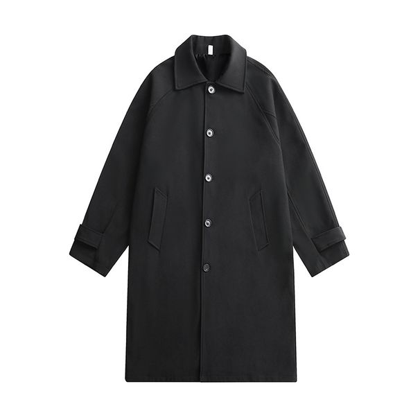 Men's Long Coat Autumn Winter Fashionable Loose Casual Stylish Jacket With Multiple Pockets, Slim Fit, Polyester Blend, Black/Brown/Grey/Khaki_viptrois.com