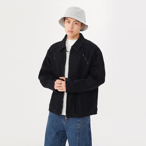 Autumn American Style Cool Trendy Brand Heavyweight Versatile Retro Classic Japanese Denim Casual Jacket For Men_viptrois.com