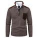 Men's Clothing Men's Stylish Color-Block Half-Zip Sweater - Fleece-Lined Slim Fit Knit Pullover For Winter Warmth | Multiple Colors & Sizes Available_viptrois.com
