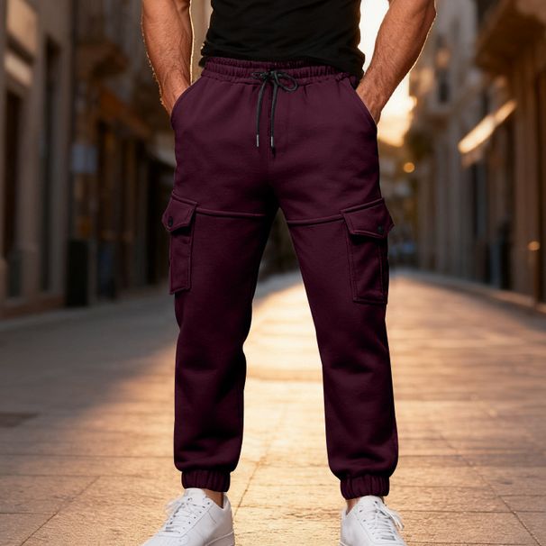 Men's Velvet Cargo Overalls – Multi-Pocket Outdoor Trousers With Wide Leg Cuffs, Comfortable & Stylish For Autumn/Winter_viptrois.com