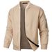 Men's Zip-Up Stand Collar Hoodie - Slim Fit Casual Pullover With Plaid & Solid Color Options For All Seasons_viptrois.com