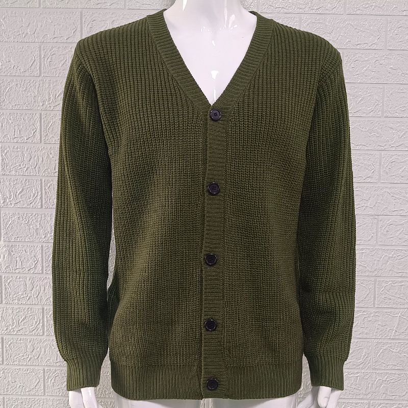 Men's Slim Fit V-Neck Knit Cardigan Long Sleeve Sweater Coat Casual Winter Warm Pullover For Everyday Wear_viptrois.com