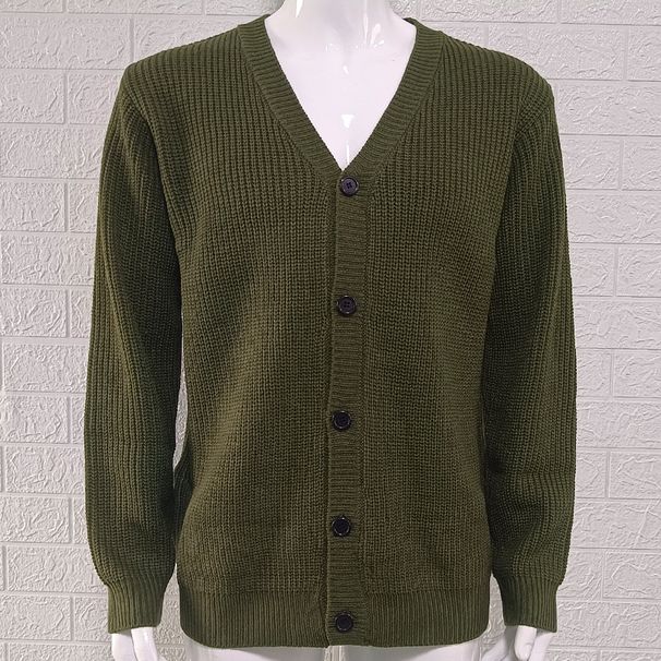 Men's Slim Fit V-Neck Knit Cardigan Long Sleeve Sweater Coat Casual Winter Warm Pullover For Everyday Wear_viptrois.com