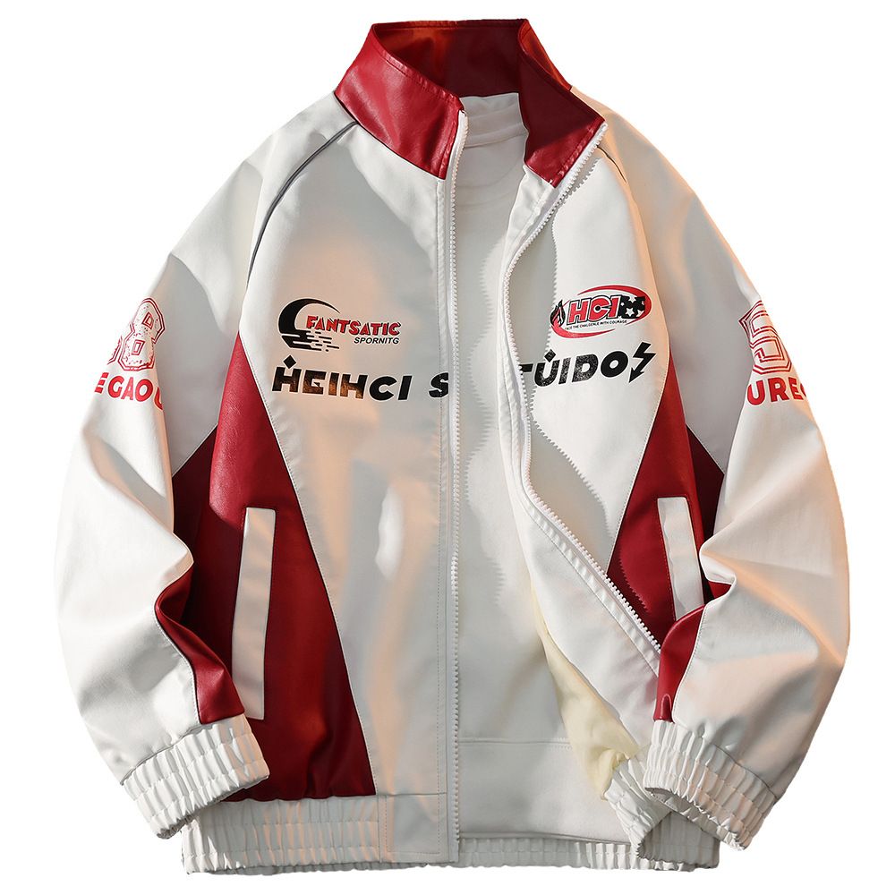 Autumn And Winter New American Racing Locomotive Clothing Tide Brand Stand-up Collar Jacket Youth Casual Loose Versatile_viptrois.com