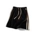 Men's Corduroy Shorts Style Side Stripe Color Blocking Webbing Drawstring Elastic Waist Casual Five Point Length_viptrois.com