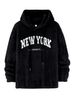 Men's Clothing Men's Sweatshirt Lamb Wool Loose Letter Embroidered Pocket Hooded Jacket_viptrois.com
