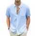 Lightweight Hawaiian Cotton Linen Breathable Short Sleeve Shirts Vacation Beach Casual Summer Men's Tops With Pocket_viptrois.com