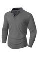 Men's Classic Long Sleeve Polo Shirt - Comfortable & Stylish Casual Tops For Fall & Winter (White, Gray, Black, Navy, Khaki, Dark Green, Rose Red)_viptrois.com